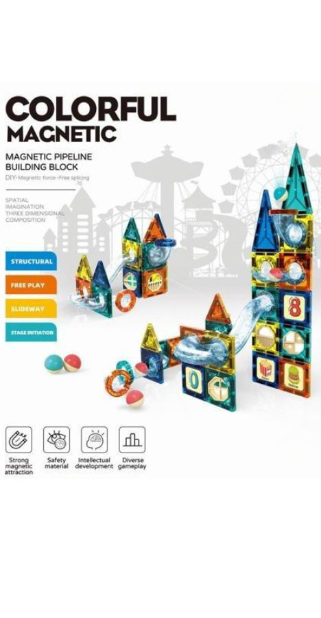 Magnetyczny zestaw klocków z labiryntem 73 elementy Magnetyczny zestaw klocków z labiryntem 73 elementy