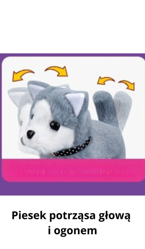 Piesek husky - elektryczna przytulanka z klatką do podrózy Piesek husky - elektryczna przytulanka z klatką do podrózy