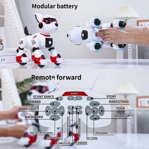AI robot pies zdalnie sterowany - zielono-niebieski