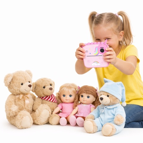 Aparat fotograficzny z natychmiastową drukarką zdjęć - różowy