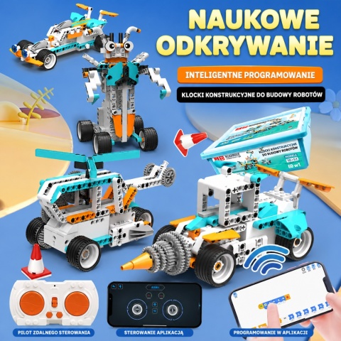 Duży zestaw klocków konstrukcyjnych do programowania 18 w 1