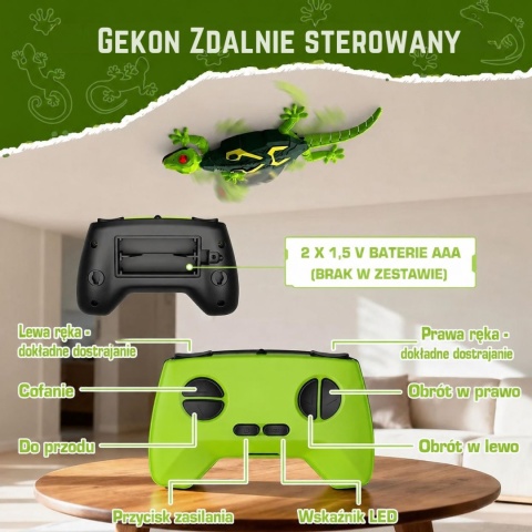 Gekon zdalnie sterowany chodzący po ścianie