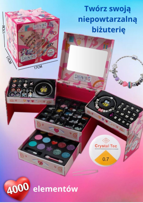 Piękny zestaw do samodzielnego tworzenia biżuterii wysokiej jakości oraz robienia makeup - box z sufladkami Piękny zestaw do samodzielnego tworzenia biżuterii wysokiej jakości oraz robienia makeup - box z sufladkami