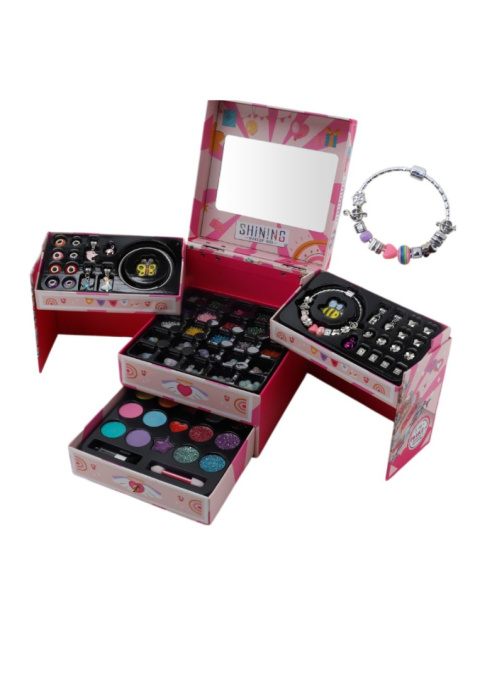 Piękny zestaw do samodzielnego tworzenia biżuterii wysokiej jakości oraz robienia makeup - box z sufladkami Piękny zestaw do samodzielnego tworzenia biżuterii wysokiej jakości oraz robienia makeup - box z sufladkami