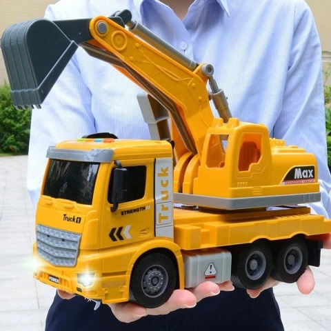 Samochód ciężarowy koparka z efektami dźwiękowymi i świetlnymi z ruchomym ramieniem roboczym