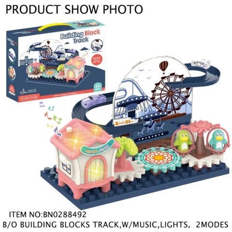 Tor dla samochodzików z elementami sprawnościowymi oraz efektem lewitowania samochodzików