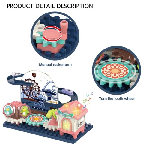 Tor dla samochodzików z elementami sprawnościowymi oraz efektem lewitowania samochodzików
