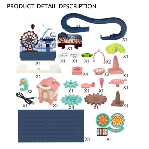 Tor dla samochodzików z elementami sprawnościowymi oraz efektem lewitowania samochodzików