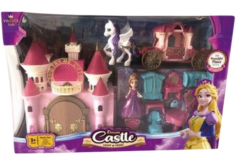 Zamek księżniczki z karocą i mebelkami